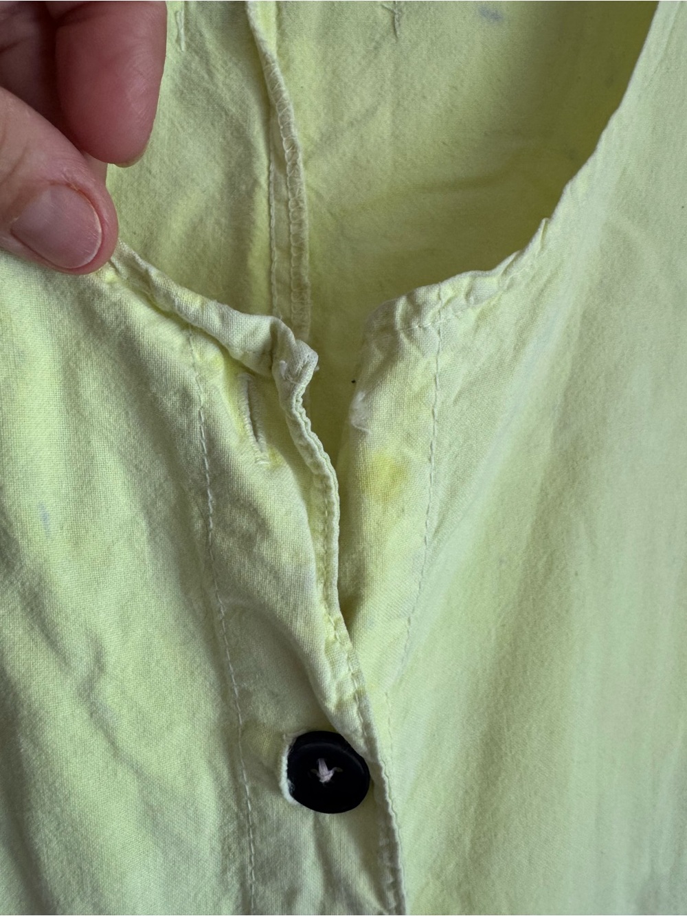Vintage 80’s Lime Yellow Button-Front Sleeveless Jumpsuit - Picture 7 of 8